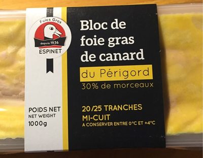 Bloc de foie gras de canard du Périgord 30% de morceaux
