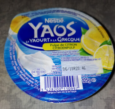 Yaos - Le yaourt à la Grecque pulpe de citron