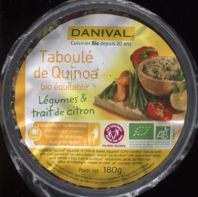 Taboulé quinoa, légumes et citron