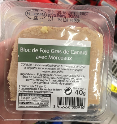 Bloc de foie gras de canard avec morceaux