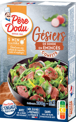 Gésiers émincés confits sauce ciboulette et persil