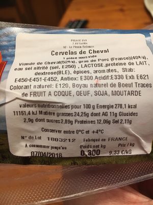 Pegase, Cervelas de cheval, le cervelas de 300 gr