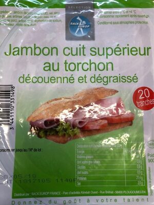 Jambon cuit supérieur au torchon découenné et dégraissé