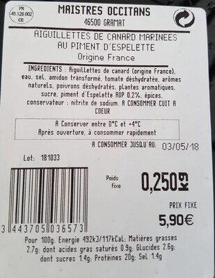 Aiguillettes de canard marinées au piment d'Espelette