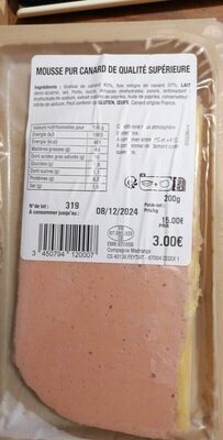 Mousse pur canard de qualité supérieure