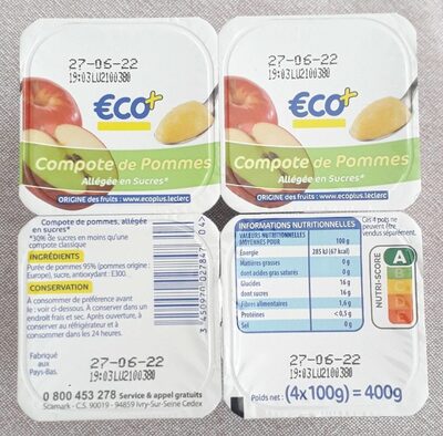Compote de pommes, allégée