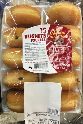 10 beignets fourrés - Goût chocolat noisettes