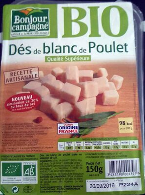 Dés de blanc de poulet