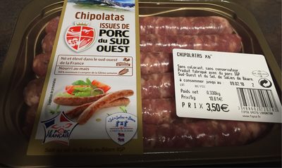 Chipolata Porc du Sud Ouest IGP, 6 pièces, barquette
