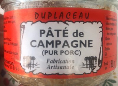 Pate de campagne pur porc artisanal CONSERVERIE DUPLACEAU