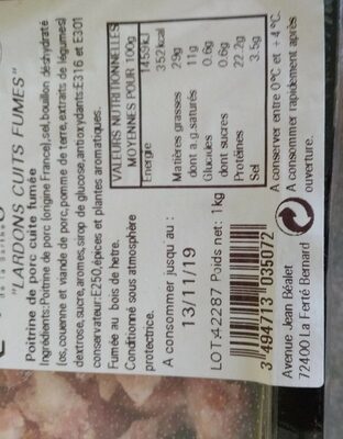 Lardons cuits fumés