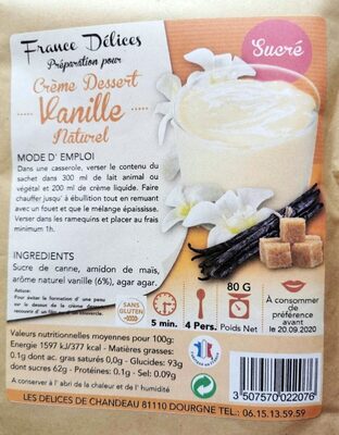 Crème dessert vanille naturel
