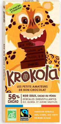 Tablette Noir doux 56% cacao 3 céréales