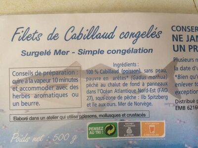 Filets de Cabillauds congelés