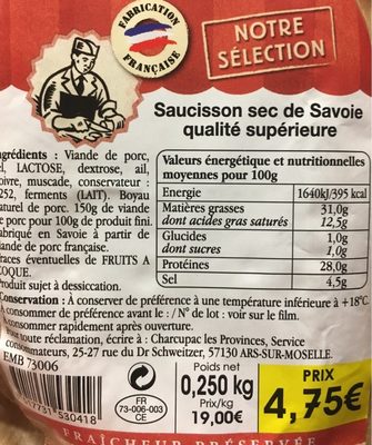Saussisson sec de savoie qualite superieure