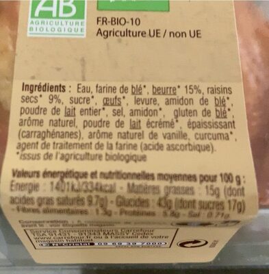 Pain aux raisins bio