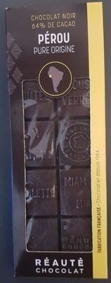 Chocolat noir 64% de cacao PÉROU PURE ORIGINE