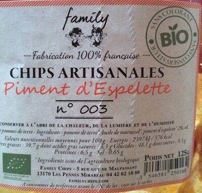 Chips artisanales piment d’Espelette nº 003