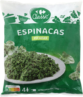 Espinacas cortadas