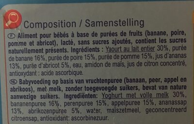 Compotes en gourde cocktail de fruits lacté dès 6 Baby