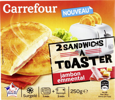 2 Sandwichs à toaster jambon emmental - surgelé