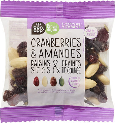 Cranberries & amandes raisins secs & graines de courge
