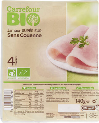 Jambon supérieur sans couenne bio