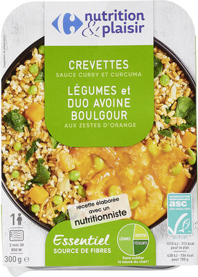 Crevettes Légumes et duo Avoine Boulgour