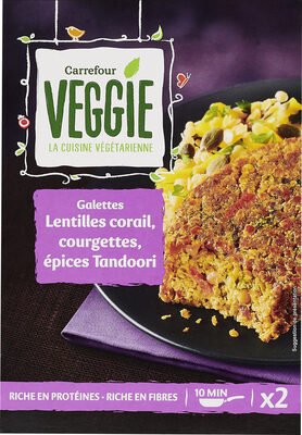 Galettes lentilles corail, courgettes, épices tandoori