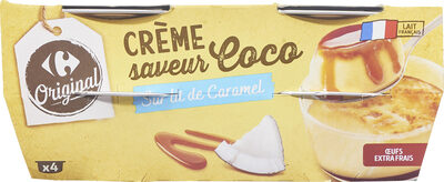 Crème saveur coco sur lit de caramel