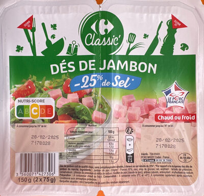 Dés de jambon - 25% de sel