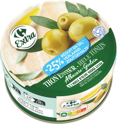 Thon entier albacore à l'huile d'olive vierge extra.