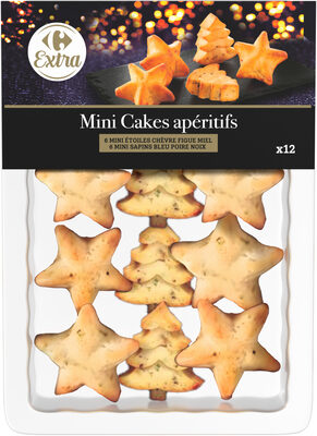Mini Cakes apéritifs 6 MINI ETOILES CHÈVRE FIGUE MIEL 6 MINI SAPINS BLEU POIRE NOIX