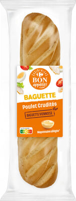 Baguette poulet crudités