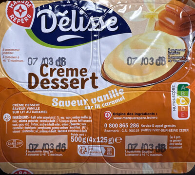 Crème dessert saveur vanille sur lit de caramel