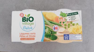 Lugumes verts pâtes et dinde avec petits morceaux