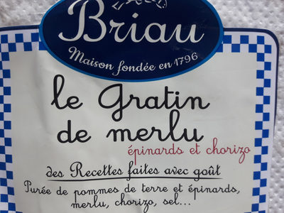 Gratin de merlu épinards/chorizo, transformé en France, barquette
