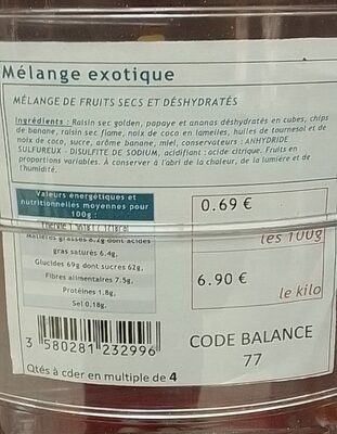 Melange de fruits secs