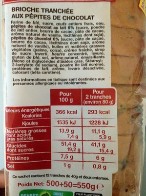 La gâche tranchée aux pépites de chocolat