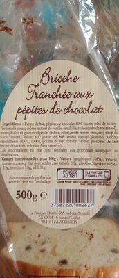 Brioche tranchée aux pépites de chocolat