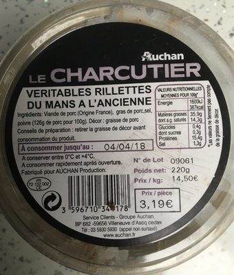 Veritables rillettes du Mans a l'ancienne