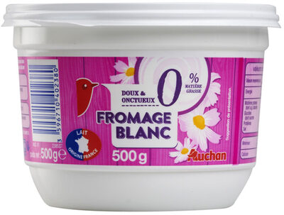 Fromage blancDoux et Onctueux0% de matière grasseLait Origine FranceSource de calcium