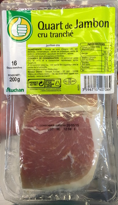 Quart de jambon cru tranché