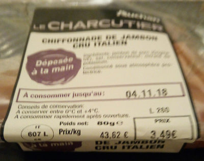 Chiffonnade de jambon cru italien