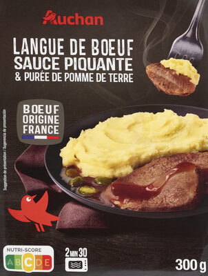 Langue de boeuf Purée de pomme de terres et sauce piquante