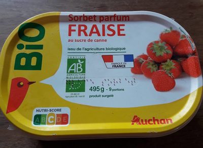 Sorbet parfum fraise au sucre de canne