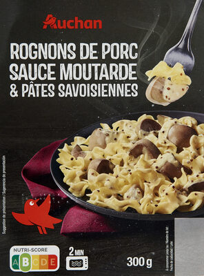 Rognons de porc sauce moutarde et pâtes torsadées