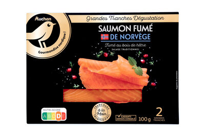 saumon fumé de Norvège fumé au bois de hêtre – salage traditionnelGrandes tranches Dégustation - tranchage traditionnel à la main
