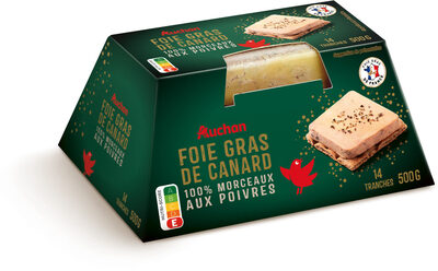 Foie gras de canard 100% morceaux aux poivres