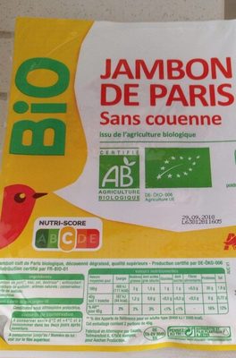 Jambon de Paris Sans Couenne Bio